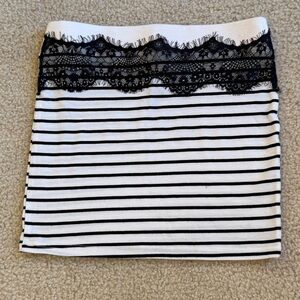 Striped Skirt with Lace Detail